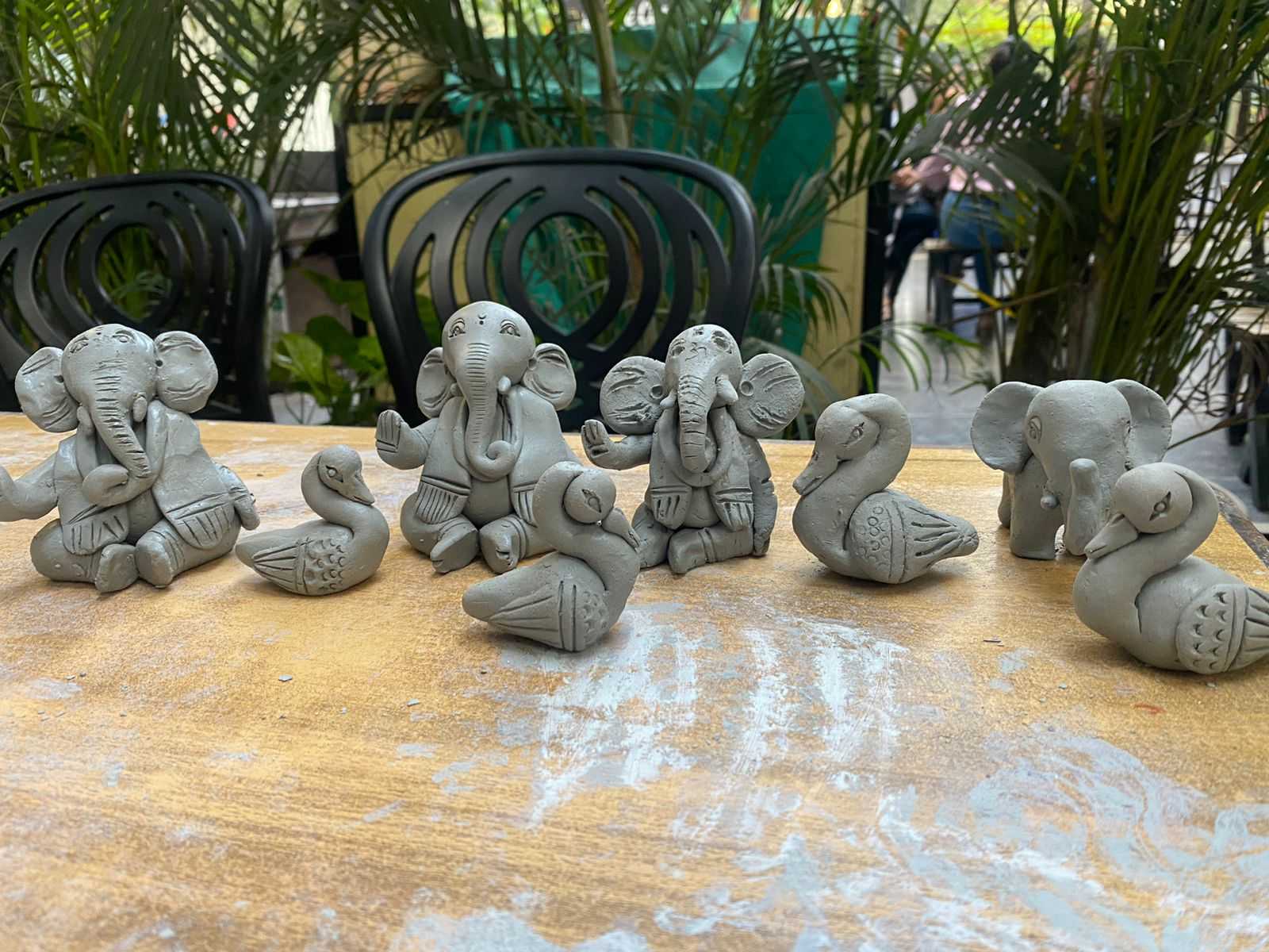 Our members crafted swans and Lord Ganesha from clay
