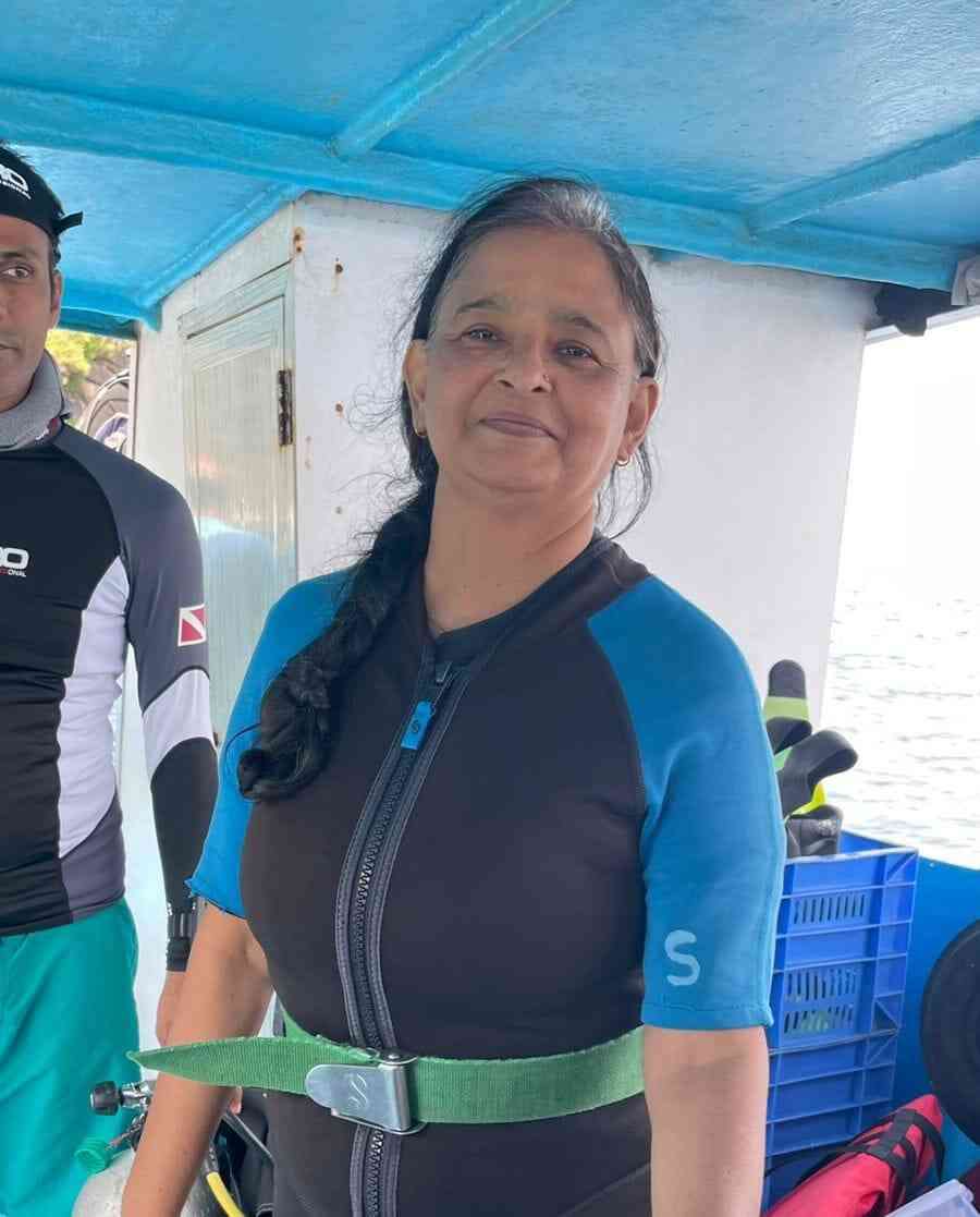 Uma Mani on a diving trip to Netrani Islands