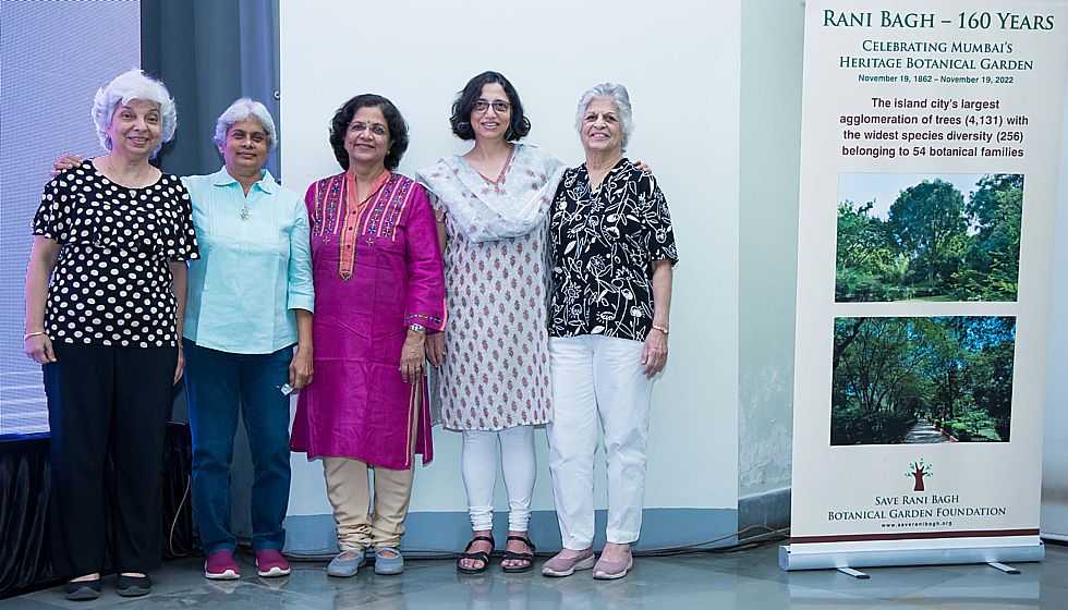 <b><i>Katie Bagli, Shubhada Nikharge, Sheila Tanna, Hutokshi Rustomfram & Hutoxi Arethna (Image courtesy: https://www.saveranibagh.org/)</i></b>